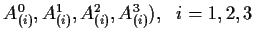 $A^0_{(i)},A^1_{(i)},A^2_{(i)},A^3_{(i)}),~~i=1,2,3$